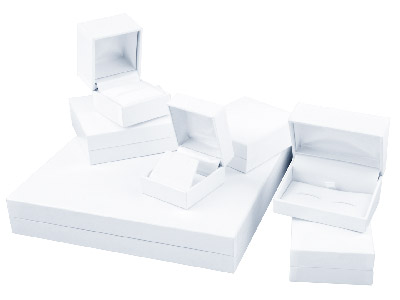Scatola Per Pendente, Similpelle Bianca - Immagine Standard - 3