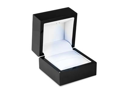 Cofanetto Per Anello Con Led Luce, Legno Nero