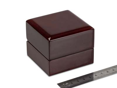 Scatola Per Anello Con Led, Legno Marrone Con Effetto Palissandro - Immagine Standard - 4