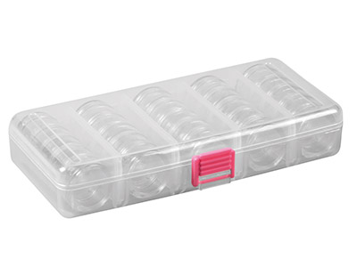 Contenitore Per Perline, 25 Barattoli Rotondi In Scatola Trasparente - Immagine Standard - 2