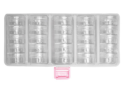Contenitore Per Perline, 25 Barattoli Rotondi In Scatola Trasparente - Immagine Standard - 4