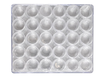 Contenitore Per Perline, 30 Mini Barattoli Rotondi In Scatola Trasparente - Immagine Standard - 3