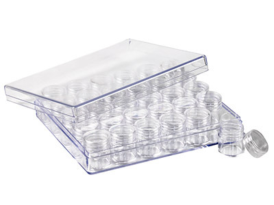 Contenitore Per Perline, 30 Mini Barattoli Rotondi In Scatola Trasparente - Immagine Standard - 4