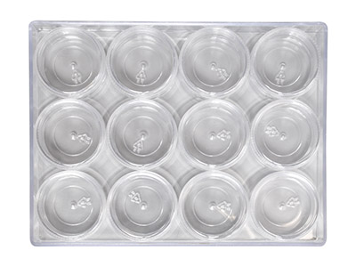 Contenitore Per Perline, 12 Barattoli Rotondi In Scatola Trasparente - Immagine Standard - 3