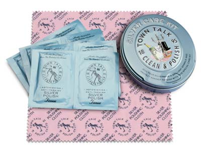 Kit Di Cura Anti-ossidazione Per Argento, Piccolo Panno Impregnato E 8piccoli Panni Umidi, Town Talk