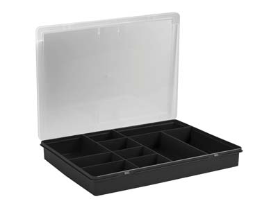 Contenitore Con Divisorio Wham Grande, 10 Scomparti, 38 X 30 X 5 Cm, Nero