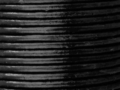Cordoncino In Cuoio Tondo Nero, Diametro 2 Mm, 1 X 5 Metri Di Lunghezza - Immagine Standard - 2