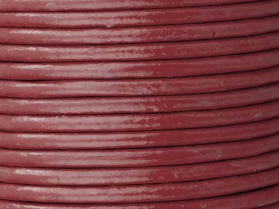 Cordoncino In Cuoio Tondo Rosso Scuro, Diametro 2 Mm, 3 X 1 Metri Di Lunghezza - Immagine Standard - 2