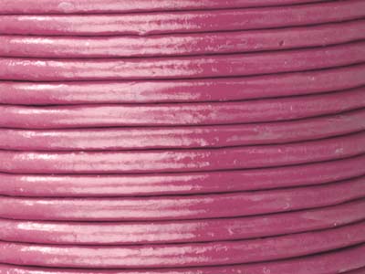 Cordoncino In Cuoio Tondo Rosa, Diametro 2 Mm, 3 X 1 Metri Di Lunghezza - Immagine Standard - 2