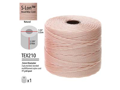 Beadsmith S-lon Bead Cord Natural Tex 210 Gauge #18 70m - Immagine Standard - 3