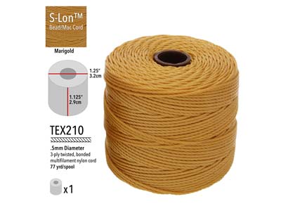 Beadsmith S-lon Bead Cord Marigold Tex 210 Gauge #18 70m - Immagine Standard - 3