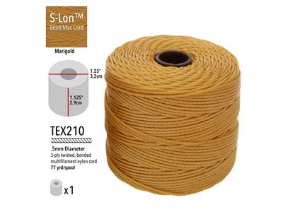 Beadsmith S-lon Bead Cord Marigold Tex 210 Gauge #18 70m - Immagine Standard - 3