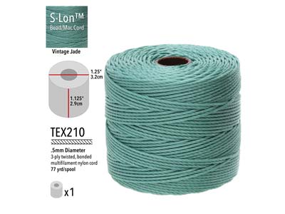 Beadsmith S-lon Bead Cord Vintage Jade Tex 210 Gauge #18 70m - Immagine Standard - 3
