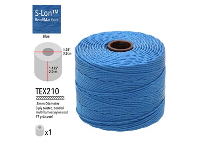 Beadsmith S-lon Bead Cord Blue Tex 210 Gauge #18 70m - Immagine Standard - 3