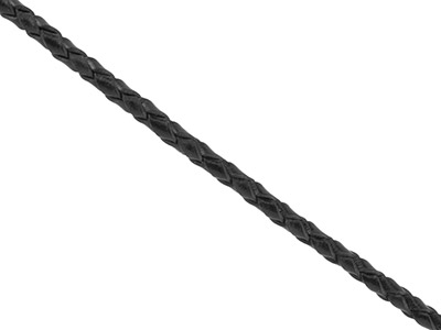 Cordoncino In Cuoio Intrecciato, Rotondo, Nero, Diametro 3 Mm, 1 X 3 Metri Di Lunghezza - Immagine Standard - 1