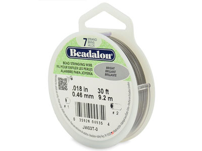 Filo Tondo 7 Fili In Acciaio Rivestito Di Nylon Brillante Da 0,46 Mm, Beadalon, Bobina Da 9,20 Metri