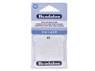 Filo Beadalon 100% Di Seta Bianco 0,45 Mm, 1 Ago, 2 Metri - Immagine Standard - 1