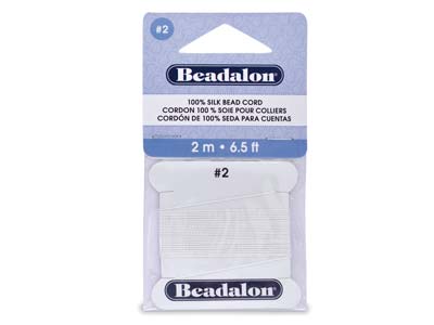 Filo Di Seta Beadalon Con Ago, Misura 2 0,45  Mm , Lunghezza 2 M, Bianco