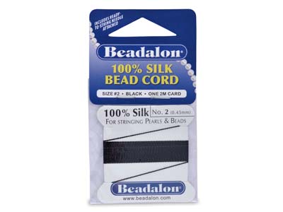 Filo Beadalon 100% Seta Nera 0,45 Mm, 1 Ago, 2 Metri - Immagine Standard - 1