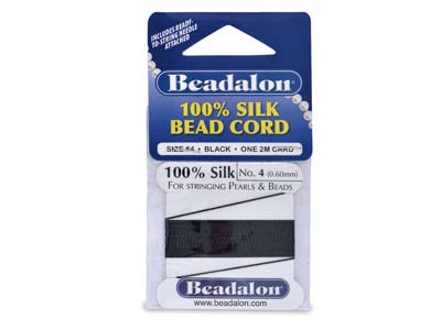 Filo Di Seta Beadalon Con Ago, Misura 4 0,6  Mm , Lunghezza 2 M, Nero - Immagine Standard - 1