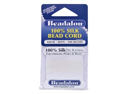 Filo Beadalon 100% Di Seta Bianca 0,70 Mm, 1 Ago, 2 Metri - Immagine Standard - 1