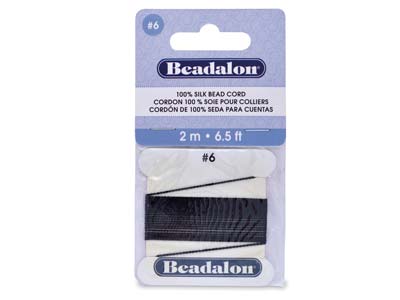 Filo Di Seta Beadalon Con Ago, Misura 6 0,7  Mm , Lunghezza 2 M, Nero - Immagine Standard - 1