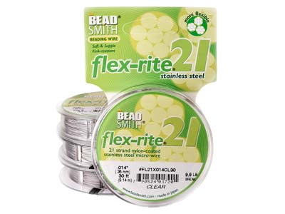 Beadsmith Flexrite, 21 Strand, Clear, 0.36mm, 9.1m - Immagine Standard - 2