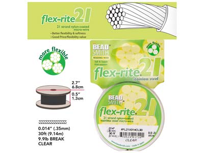 Beadsmith Flexrite, 21 Strand, Clear, 0.36mm, 9.1m - Immagine Standard - 4