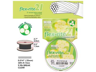 Filo Flexrite 21 Strand, 0,36 Mm, Trasparente, 9,14 Metri, Beadsmith - Immagine Standard - 4