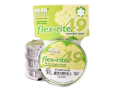 Beadsmith Flexrite, 49 Strand, Clear, 0.36mm, 9.1m - Immagine Standard - 2