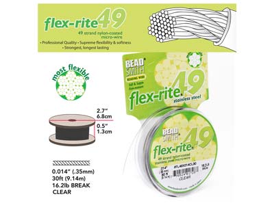 Beadsmith Flexrite, 49 Strand, Clear, 0.36mm, 9.1m - Immagine Standard - 4