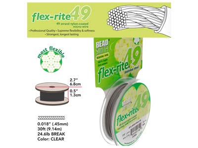 Fil Flexrite A 49 Fili, 0,45 Mm, Trasparente, 9,14 Metri, Beadsmith - Immagine Standard - 3