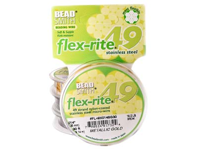 Filo Flexrite 49 Strand, 0,36 Mm, Oro, 9,14 Metri, Beadsmith - Immagine Standard - 2