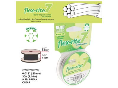Beadsmith Flexrite, 7 Strand, Clear, 0.30mm, 9.1m - Immagine Standard - 3