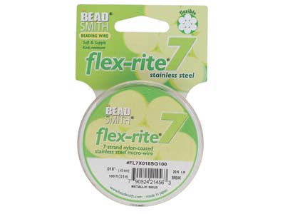 Filo Flexrite 7 Fili, 0,45 Mm, Oro,30,50 Metri, Beadsmith - Immagine Standard - 1