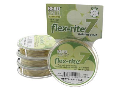 Beadsmith Flexrite, 7 Strand, Metallic Satin Gold, 0.45mm, 30.5m - Immagine Standard - 2