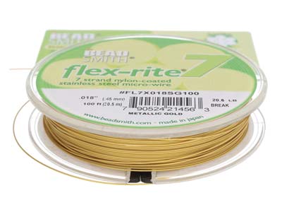 Beadsmith Flexrite, 7 Strand, Metallic Satin Gold, 0.45mm, 30.5m - Immagine Standard - 4