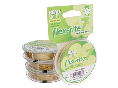 Beadsmith Flexrite, 7 Strand, Metallic Satin Gold, 0.45mm, 9.1m - Immagine Standard - 2