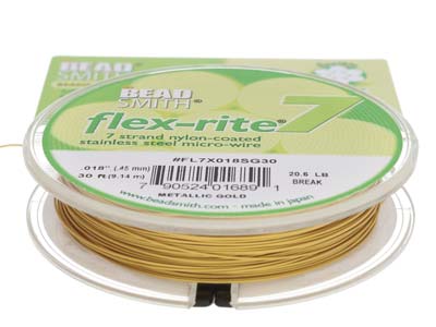 Beadsmith Flexrite, 7 Strand, Metallic Satin Gold, 0.45mm, 9.1m - Immagine Standard - 4