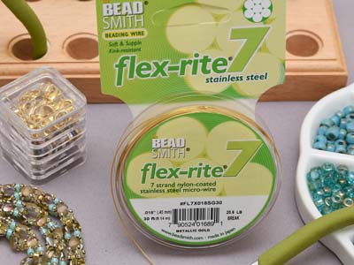 Beadsmith Flexrite, 7 Strand, Metallic Satin Gold, 0.45mm, 9.1m - Immagine Standard - 7