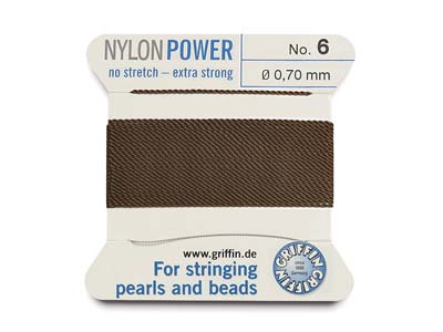 Griffin Nylon Power, Bead Cord, Brown, Size 6 - Immagine Standard - 1