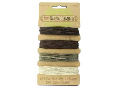 Beadsmith Natural Elements, Hemp Cord, 4 Colour, Neutral, 0.55mm