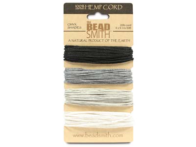 Beadsmith Natural Elements, Hemp Cord, 4 Colour, Onyx, 1.0mm