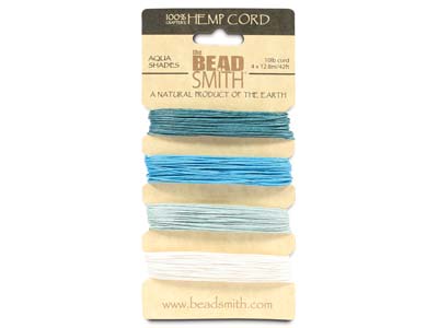 Filo Di Canapa Beadsmith, Aqua 0,55mm, 4 Colori X 9,10 Metri - Immagine Standard - 1