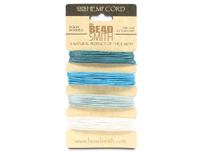 Beadsmith Natural Elements, Hemp Cord, 4 Colour, Aqua, 0.55mm