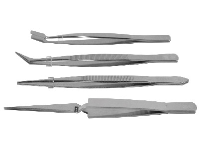 Set Di 4 Pinzette, Acciaio Inossidabile - Immagine Standard - 1