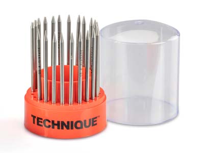Set Di 23 Incastonatori, Da 0,25 A 1,30 Mm, Con Manico In Legno - Immagine Standard - 2
