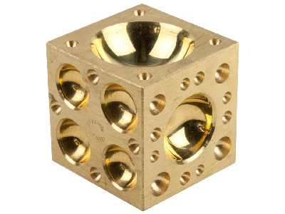 Blocco Per Imbutitura Cubico Da 50 Mm, 70 Fori Da 2,7 A 37 Mm, Ottone - Immagine Standard - 2