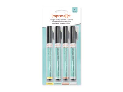 Impressart Stamping Pk 4 Colours Antique Enamel Marker Pen - Immagine Standard - 1