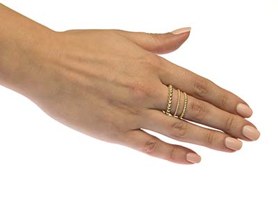 Anello Con Perline In Oro Pieno Da 12 Ct, 2 Mm, Misura 9,5 - Immagine Standard - 4